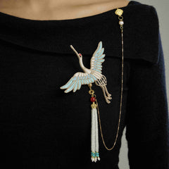 Red-Crowned Crane Brooches-Be blessed with a long life